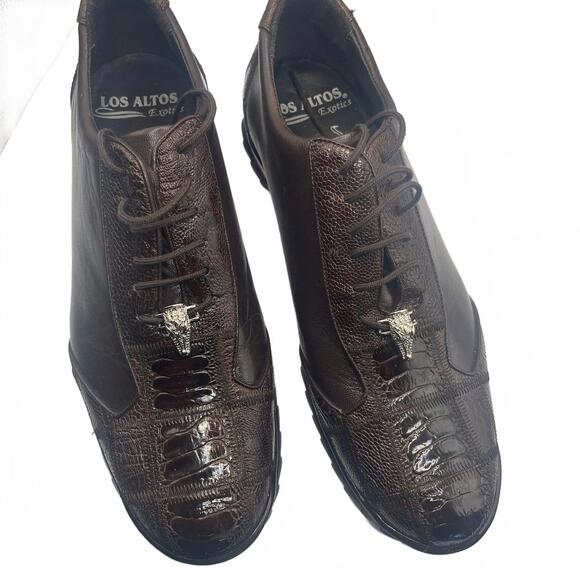 Los Altos Brown Ostrich Leg Lace Up Sneakers US 10